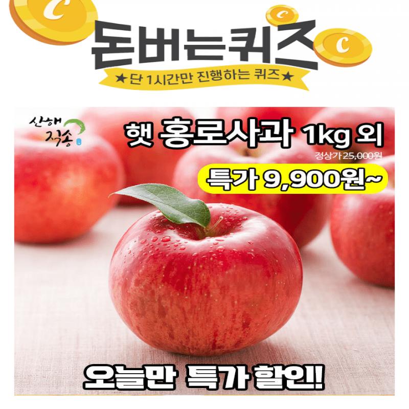 단 하루동안 진행되는 캐시딜 타임특가에서 산해직송 부사꿀사과 1kg가 역대급 할인으로 OOOO원+무료배송에 진행됩...